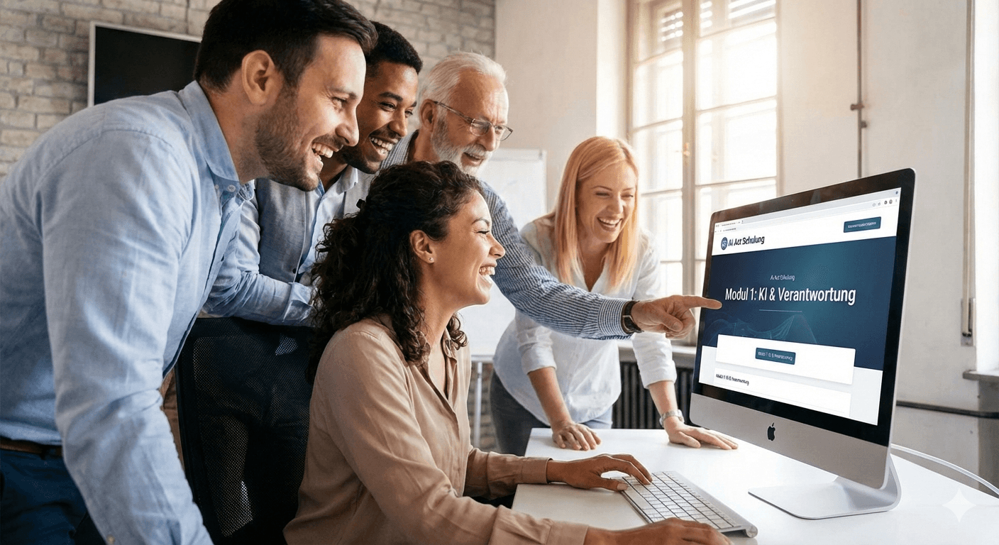 Team bei der AI Act Schulung
